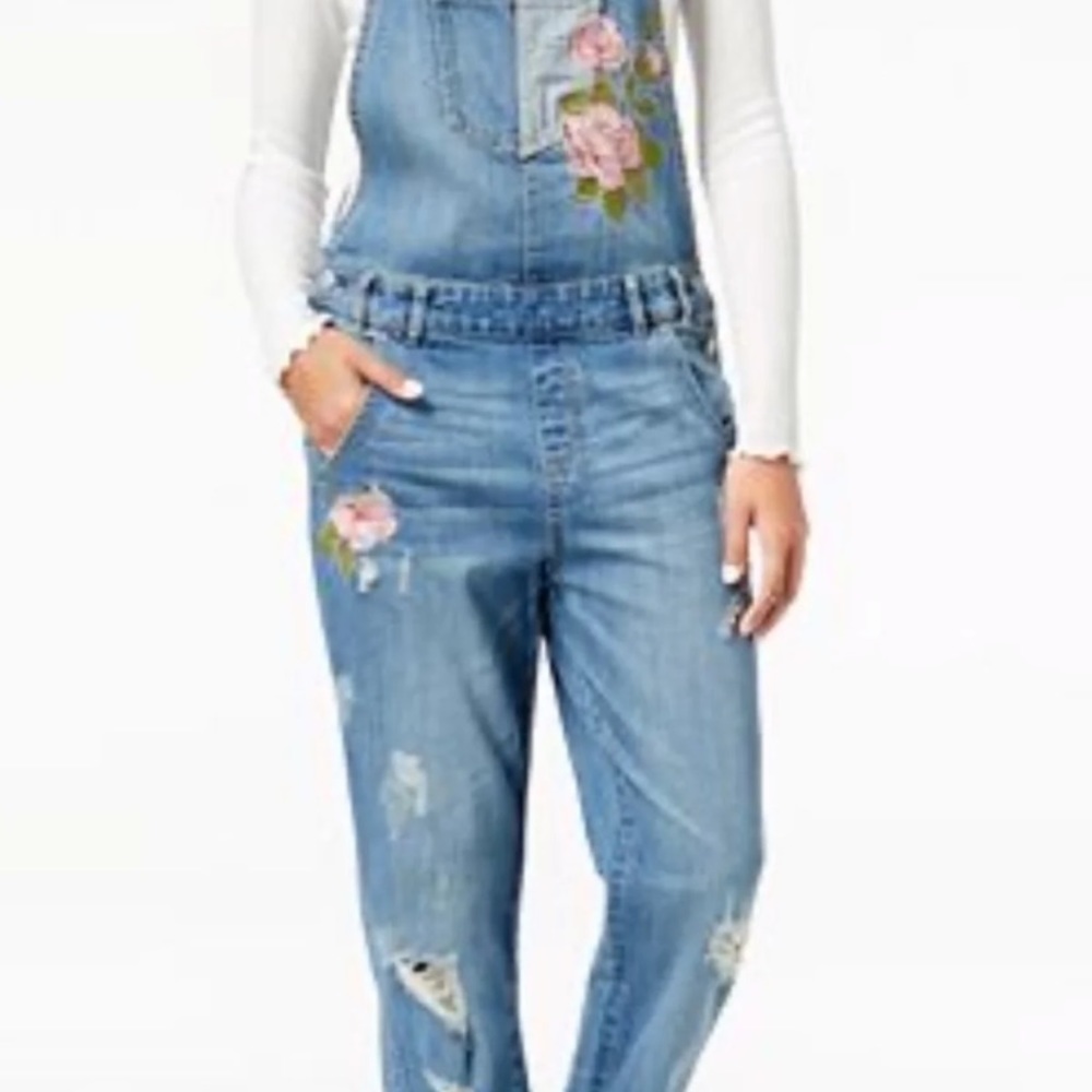 American Rag floral embroidered Denim Overalls.